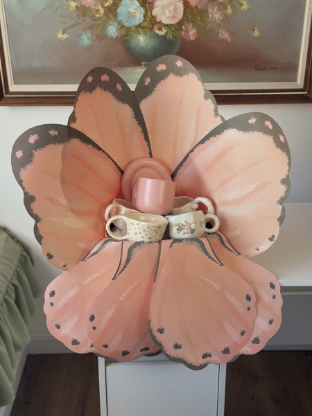 باقة 5 اكواب شكل فراشة باللون الزهري حجم صغير