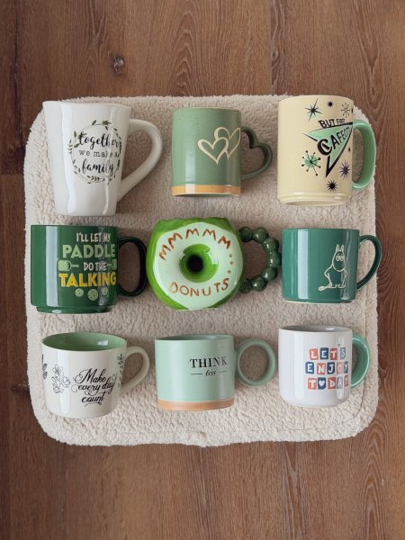 مجموعة الطبيعة باللون الأخضر 9 أكواب