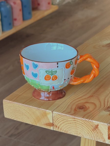 كوب الافطار برسمة كرز برتقالي 500ml