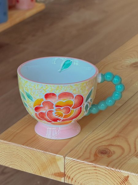 كوب الافطار برسمة وردة حمراء 500ml