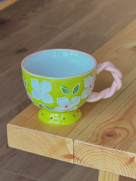 كوب الافطار برسمة ورد اقحوان 500ml