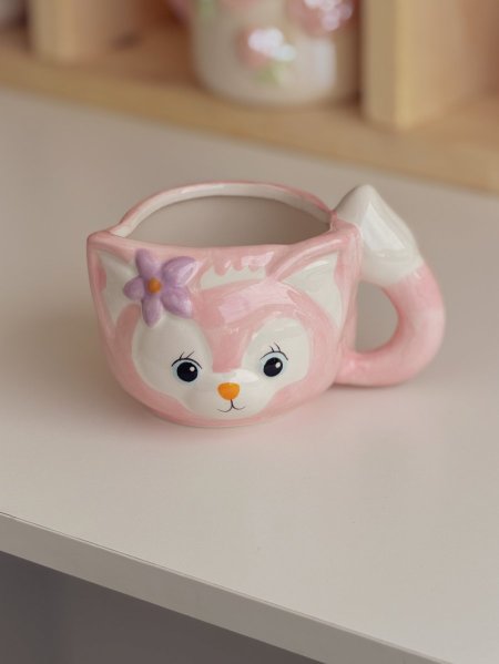 كوب شكل ثعلب لطيف لون زهري