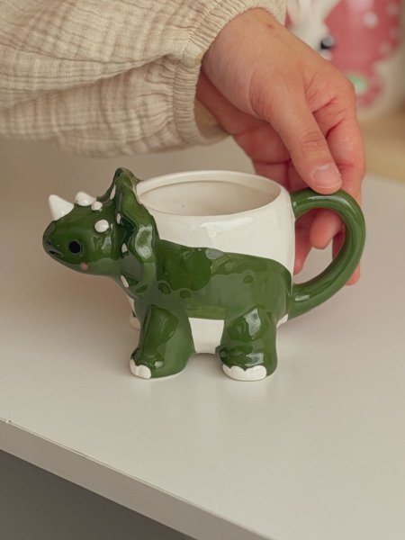 كوب ديناصور TRICERATOPS سيراميك لون أخضر