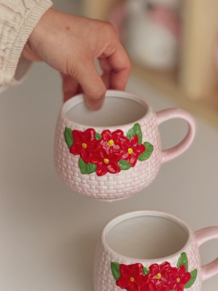 كوب شكل سلة زهرية بورد أحمر ثيم الربيع