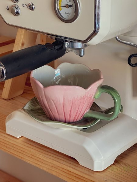 كوب الوردة ترند مع صحنه شكل ورقة