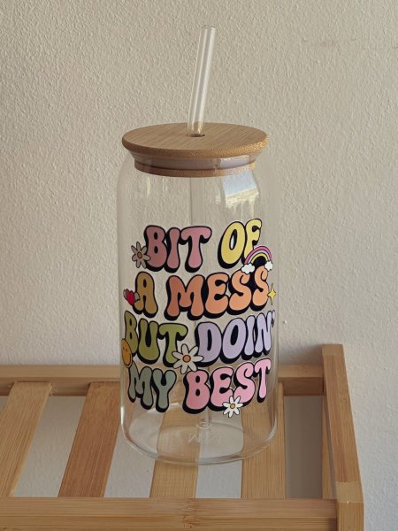 كوب بعبارة600مل ”Bit of a mess but doing my best“