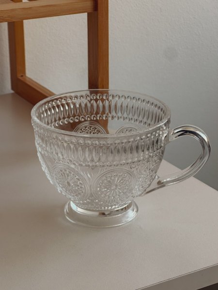 كوب شفاف بزجاج مزيين حجم 400ml