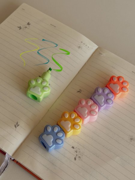 قلم تحديد 6 ألوان على شكل يد قطة