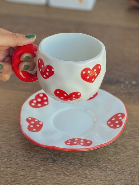 مج هاندميد برسومات قلوب حجم 300 مل