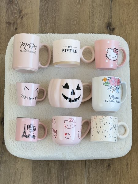 مجموعة 9 اكواب (اللون الزهري)