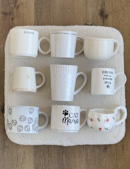 مجموعة 9 اكواب (اللون الابيض)